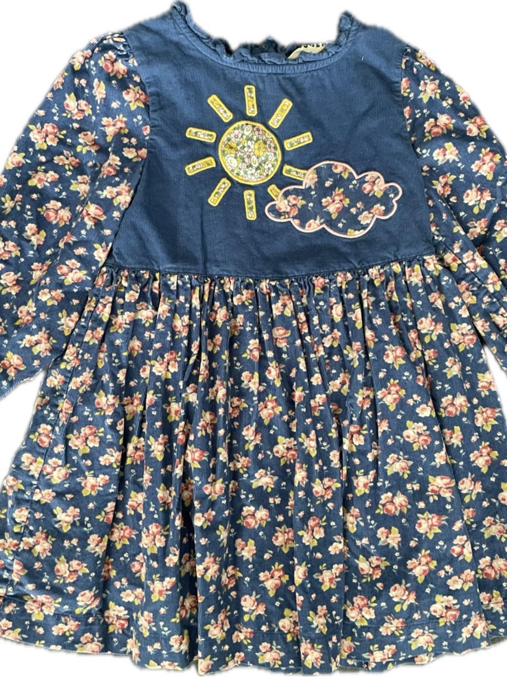 Boden Navy Floral Sun & Cloud Appliqué Dress